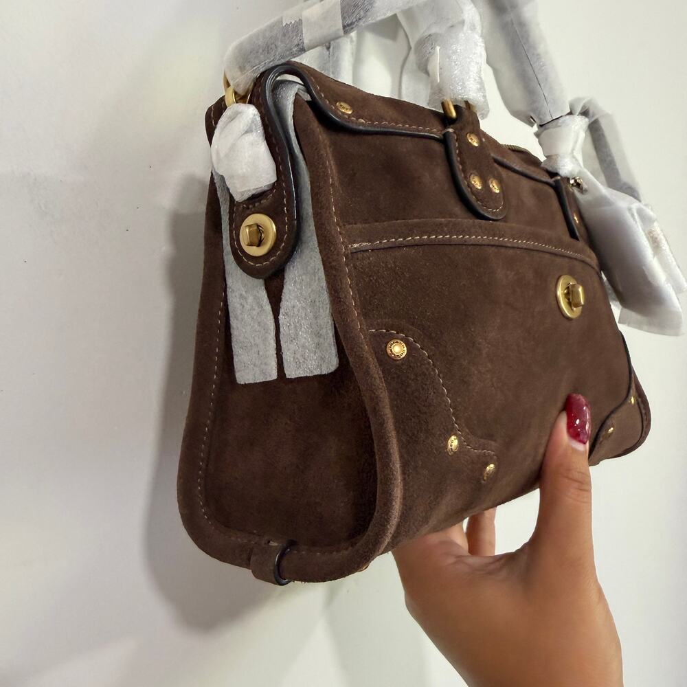 COACH Rider Satchel Bag 24 Dark Chocolate CFN70 - Picture 4 of 7